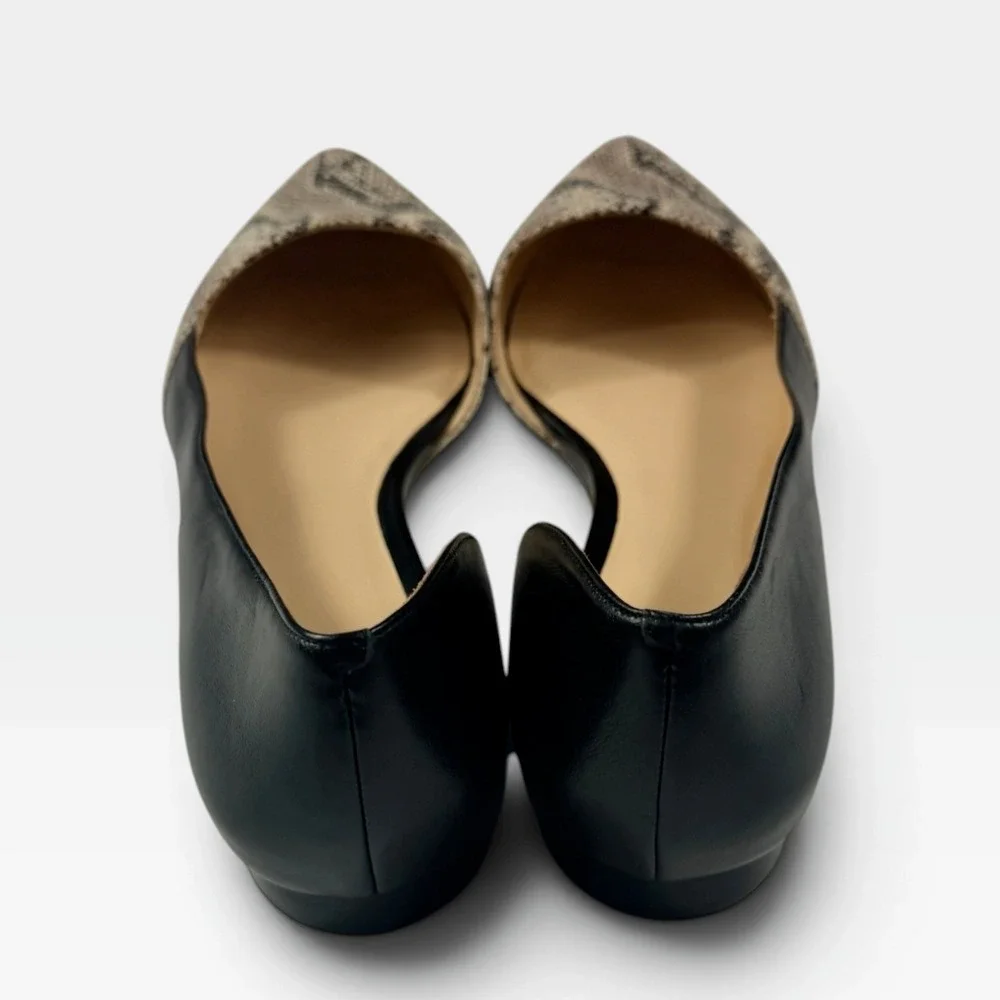 Cole Haan Amalia Skimmer Flats Womens 10.5 Black Snake Print D'Orsay Excellent